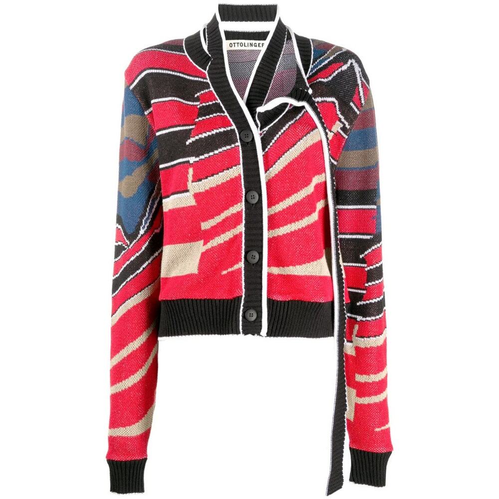 Ottolinger Asymmetric Knitted Cardigan - S - Red